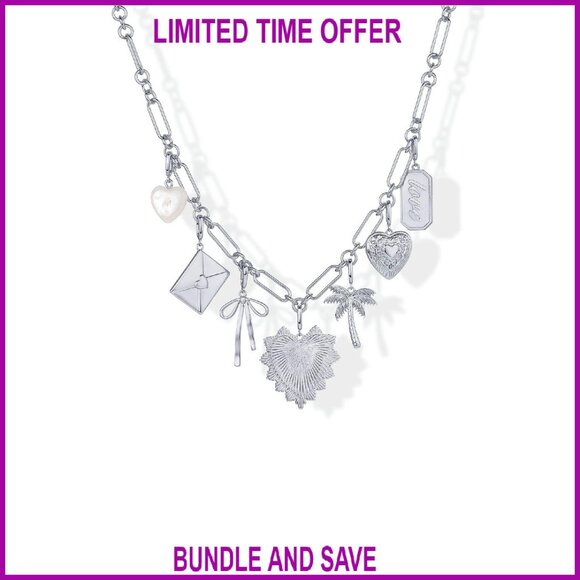 14K Gold Plated Chunky Charm Necklace with Removable Charms